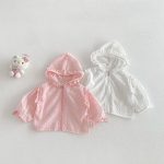 [73-120cm]フード付き アウター&パンツ 女の子 無地 通気性抜群 - Image 3