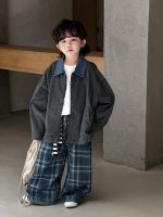 [90-150cm]ゆったり チェック柄 デニム パンツ - Image 4