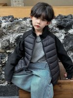 [100-160cm]防寒 シンプル スタンドネック 中綿ジャケット