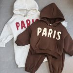 [73-120cm] 英字 パーカー&パンツ セットアップ - Image 6