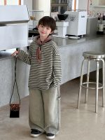 [110-160cm]ボーダー柄 快適 長袖Tシャツ - Image 4