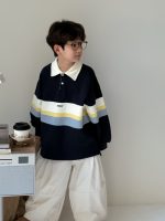 [90-150cm]カジュアル POLOネック トレーナー - Image 5