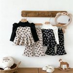 [73-120cm]おしゃれ リボン付き トップス+パンツ セットアップ - Image 2