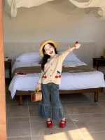 [90-140cm]チェリー柄 女の子 ベスト/トップス/デニムパンツ - Image 6