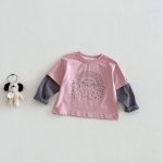 [73-120cm]カジュアル 合わせやすい 切り替え 長袖 Tシャツ - Image 4