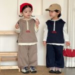 [80-150cm]三点セット ベスト+ロングT+パンツ キッズ カジュアル - Image 6