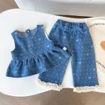 [73-100cm]セットアップ リボン デニム おしゃれ 人気