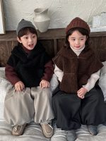 [80-140cm]もこもこ 無地 フード付き ベスト - Image 5