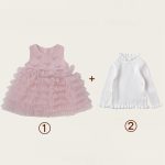 [80-140cm] 立体リボン チュールワンピース&フリルニット 二点セット - Image 12