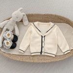 [73-120cm]韓国風 ニットカーディガン&ストライプフレアパンツ セット - Image 14