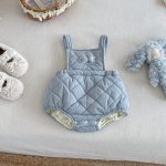 [73-100cm] リボン 裏起毛 キャミロンパース アウター - Image 6