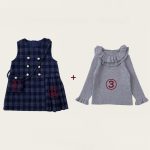 [80-140cm] チェックジャンパースカート&フリルニット&バッグ3点セット - Image 7