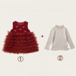 [80-140cm] 立体リボン チュールワンピース&フリルニット 二点セット - Image 10