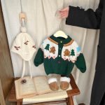 [73-110cm] クリスマスツリー柄 ニットカーディガン - Image 7