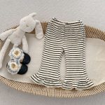 [73-120cm]韓国風 ニットカーディガン&ストライプフレアパンツ セット - Image 21