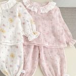 [66-120cm]二重ガーゼ フリル襟 セットアップ ルームウェア - Image 3