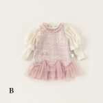 [80-140cm]シャネル風 ジャンパースカート&パフスリーブブラウス - Image 7