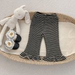 [73-120cm]韓国風 ニットカーディガン&ストライプフレアパンツ セット - Image 5