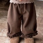 [73-100cm] 小花柄 レース ボアベスト パンツ - Image 4