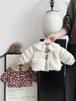 [66-100cm] ボア襟 花柄 アウター - Image 3