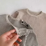 [73-100cm] サイドボタン ボーダー シャツ - Image 12