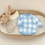 [66-90cm]ロンパース チェック柄 ニット 可愛い ベビー服 - Image 11