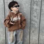 [80-140cm] プリント フード付き 裏起毛 パーカー/デニムパンツ - Image 8