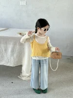 [90-140cm] イエローキャミORデニム パンツ ORベージュ トップス - Image 5