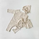 [66-90cm] ボンネットOR小花柄 オールインワン - Image 8