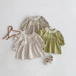 [73-110cm]ワンピースレース襟 ドットリボン おしゃれ - Image 2