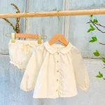 [66-100cm]セットアップ 丸襟 刺繍 可愛い ベビー服 - Image 3