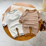 [66-90cm] ボーダー ロンパース - Image 4