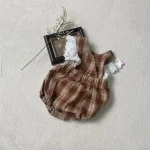 [66-90cm]チェック柄 ロンパース - Image 15