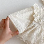 [66-90cm] レース フリル ロンパース