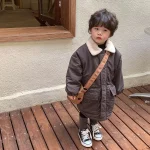 [80-150cm] ボア襟 ロングコート - Image 12