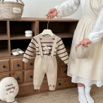 [66-90cm]2点セット 犬柄 サロペット & トップス セットアップ - Image 3