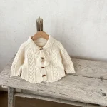 [73-110cm]花編み ニット カーディガン - Image 6