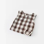 [73-100cm]オールインワン チェック柄 可愛い ベビー服 - Image 4