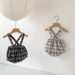[66-100cm]ロンパース チェック柄 サロペット 可愛い ディリー - Image 2