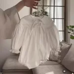 [66-90cm] リボン パフスリーブ ロンパース - Image 8