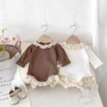 [66-90cm] レース襟リブ ロンパース - Image 16