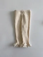 [73-110cm]レース リボン リブ レギンス