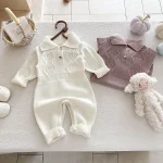 [66-100cm] ポロ ゲーブル編み オールインワン - Image 6