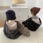 [80-150cm] 韓国風 暖かい フート付き ロングコート - Image 4