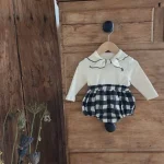 [66-90cm]リボン襟 ロンパース - Image 3