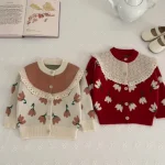 [90-130cm]チューリップ柄 カーディガン