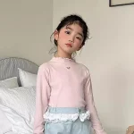 [73-120cm]ハート柄 フリル襟 トップス - Image 4