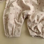 [66-100cm] 花柄 パフスリーブ ロンパース