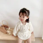 [66-100cm]セットアップ 丸襟 刺繍 可愛い ベビー服 - Image 6