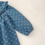 [66-110cm]ワンピースORロンパース デニム フリルネック 可愛い 女の子 - Image 2